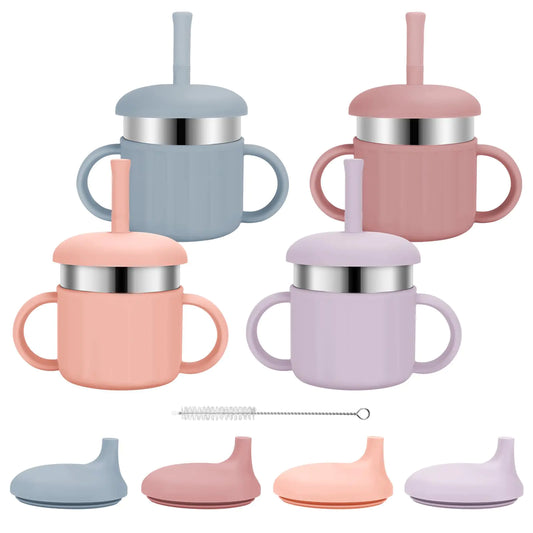 4pc Stainless Steel Sippy Baby Tumbler